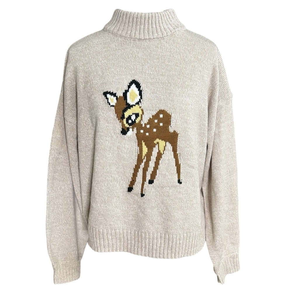 Disney Parks Bambi Pullover Knit Mock Turtleneck Cropped Sweater. Size Medium